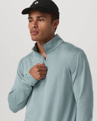 Vuori Ponto Half Zip Mock Neck Men's Misty Blue Heather Layer