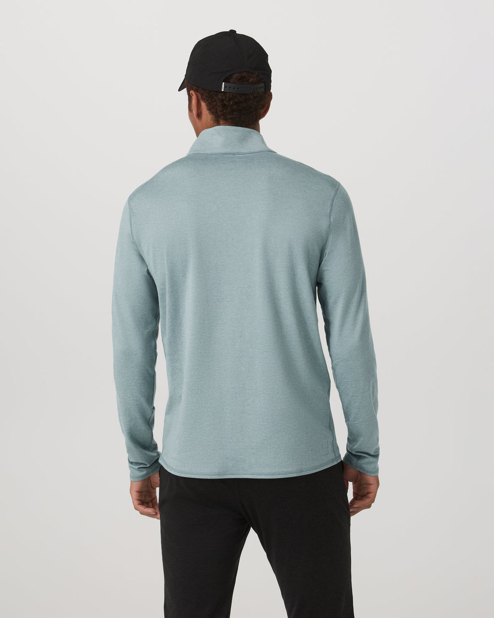 Vuori Ponto Half Zip Mock Neck Men's Misty Blue Heather Layer