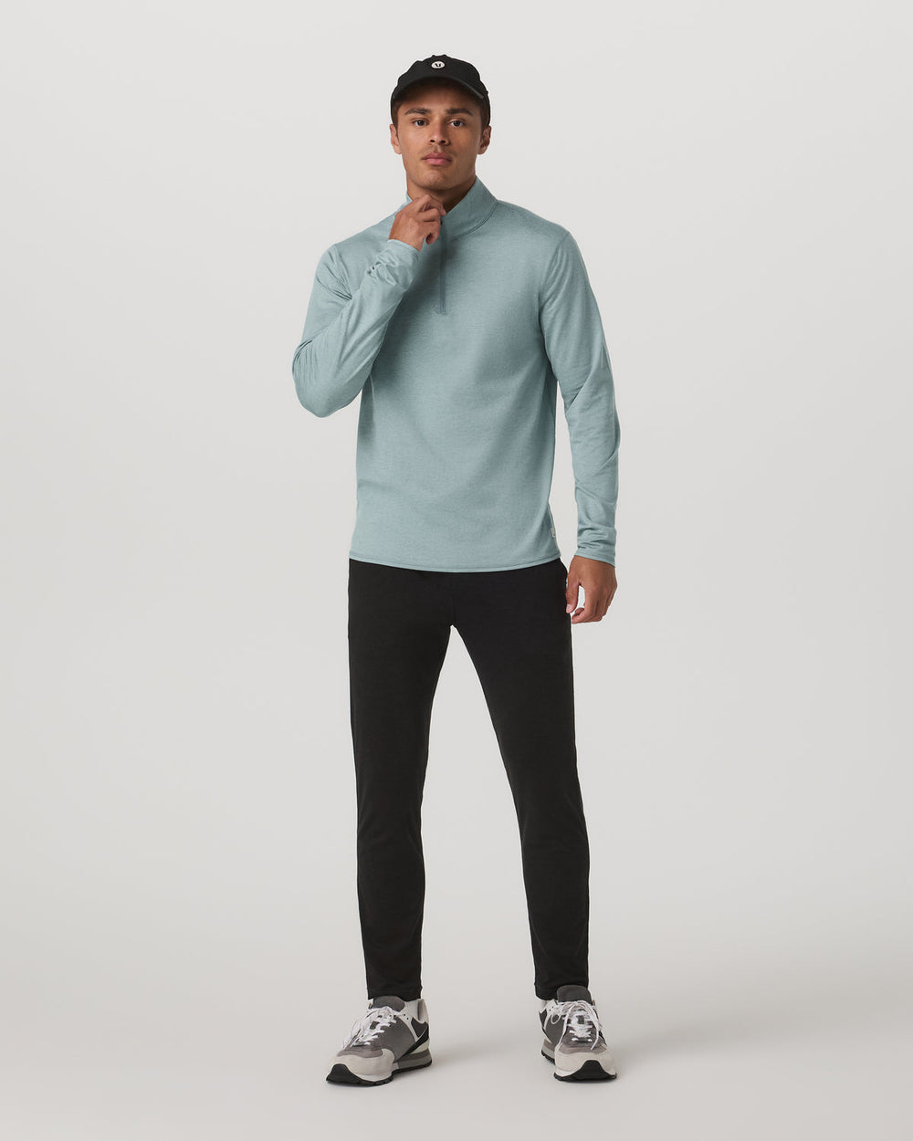 Vuori Ponto Half Zip Mock Neck Men's Misty Blue Heather Layer