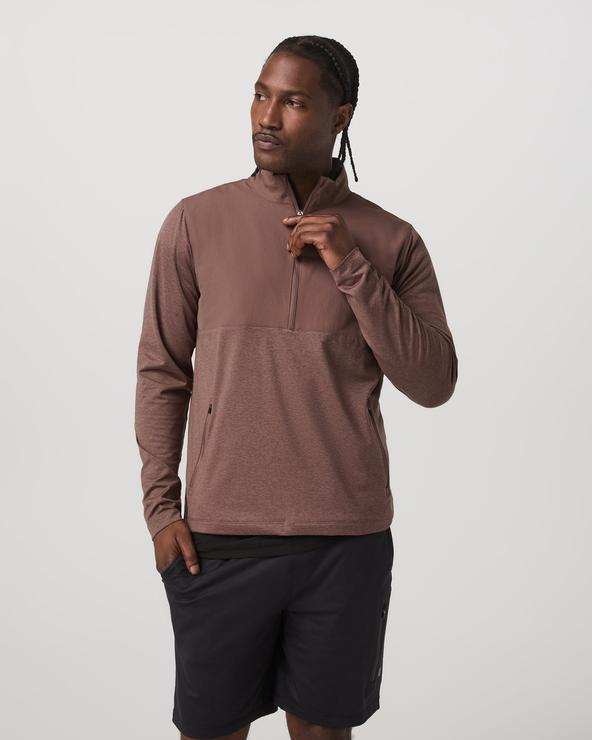 Vuori Sunday Element Half Zip Men's Sable Heather Layer