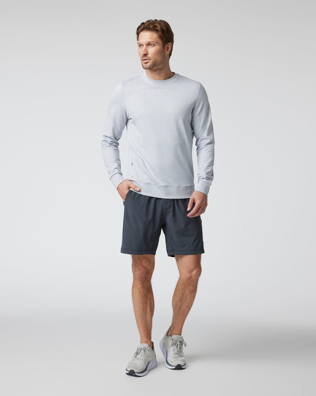 Vuori Ponto Performance Crew Men's Platinum White Pullover
