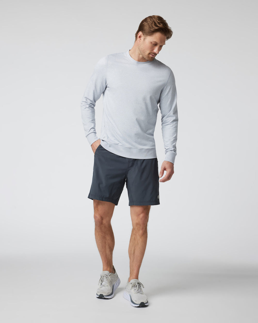Vuori Ponto Performance Crew Men's Platinum White Pullover