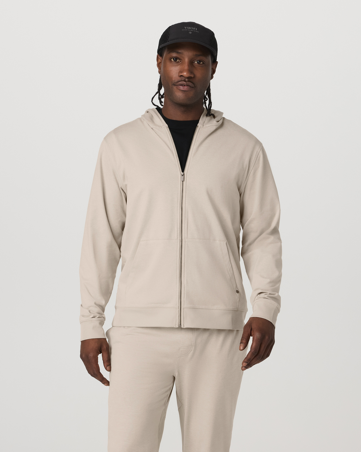 Vuori Men's Coronado Full Zip Hoodie 2.0 Limestone Heather