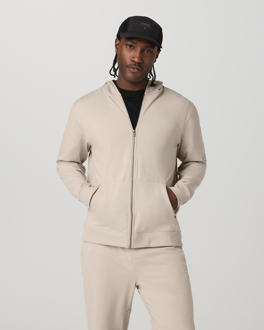 Vuori Men's Coronado Full Zip Hoodie 2.0 Limestone Heather