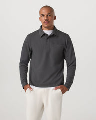 Vuori Long Sleeve Waffle Polo Men's Dark Pewter Polo Shirt