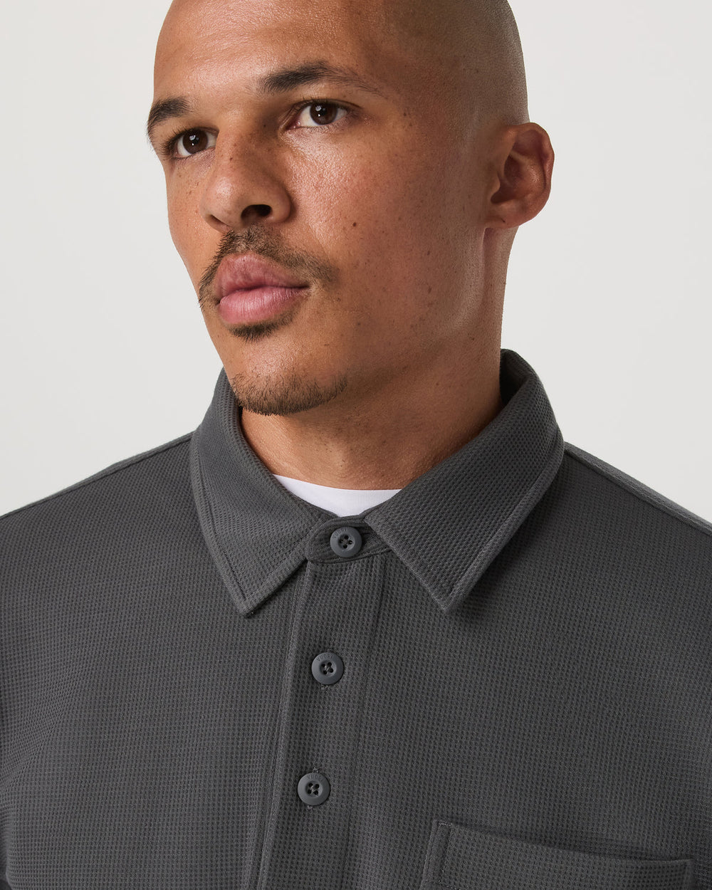 Vuori Long Sleeve Waffle Polo Men's Dark Pewter Polo Shirt
