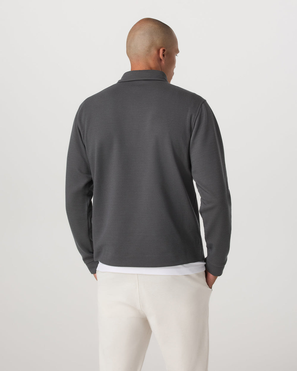 Vuori Long Sleeve Waffle Polo Men's Dark Pewter Polo Shirt