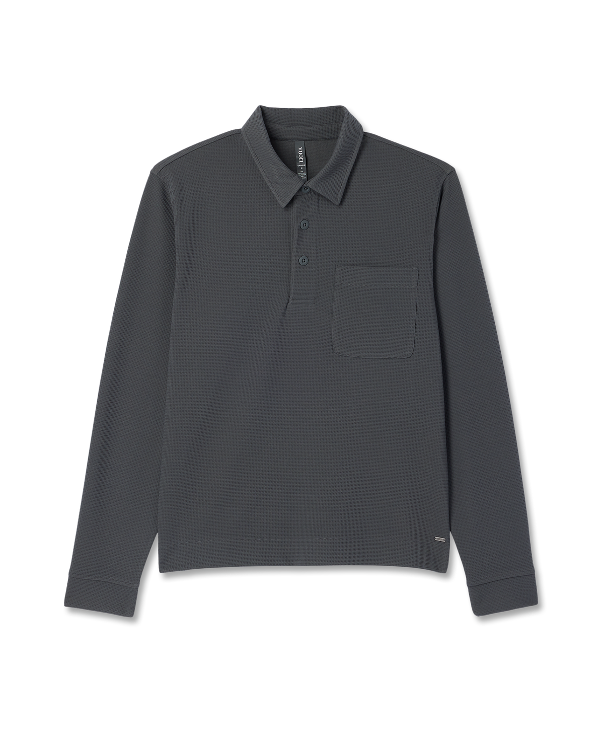 Vuori Long Sleeve Waffle Polo Men's Dark Pewter Polo Shirt