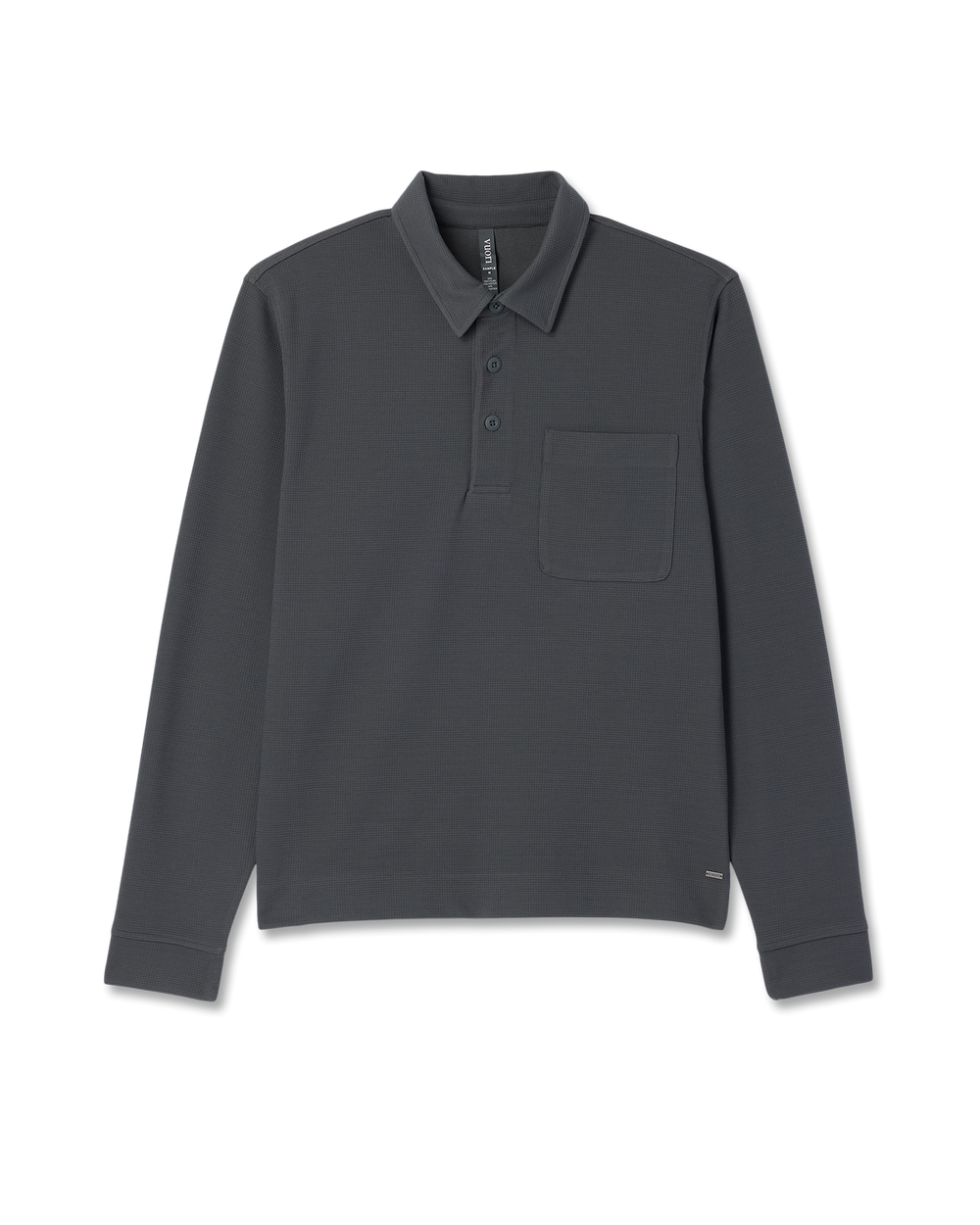 Vuori Long Sleeve Waffle Polo Men's Dark Pewter Polo Shirt