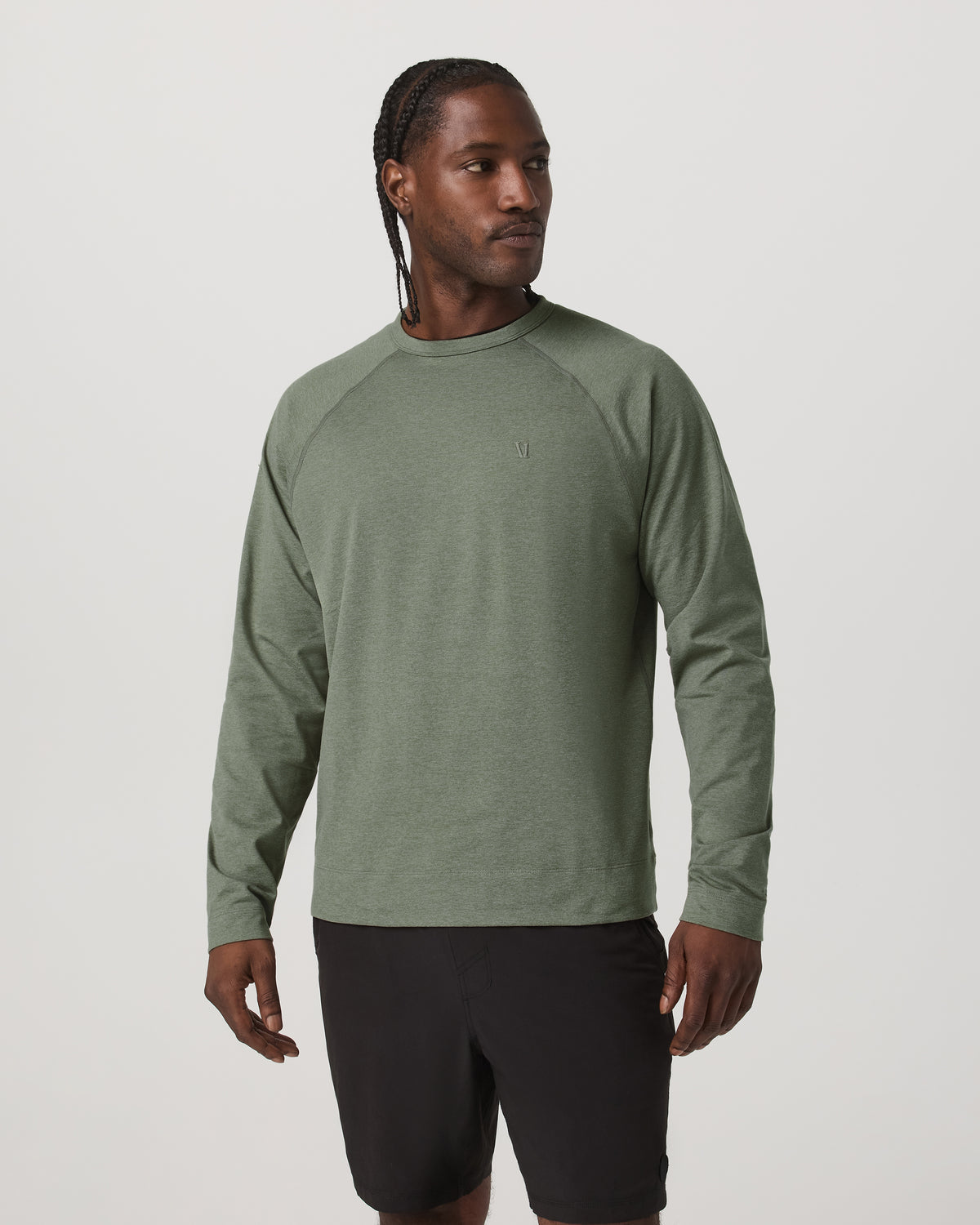 Vuori Men's Coronado Crew - Relaxed Fit Light Oregano Heather
