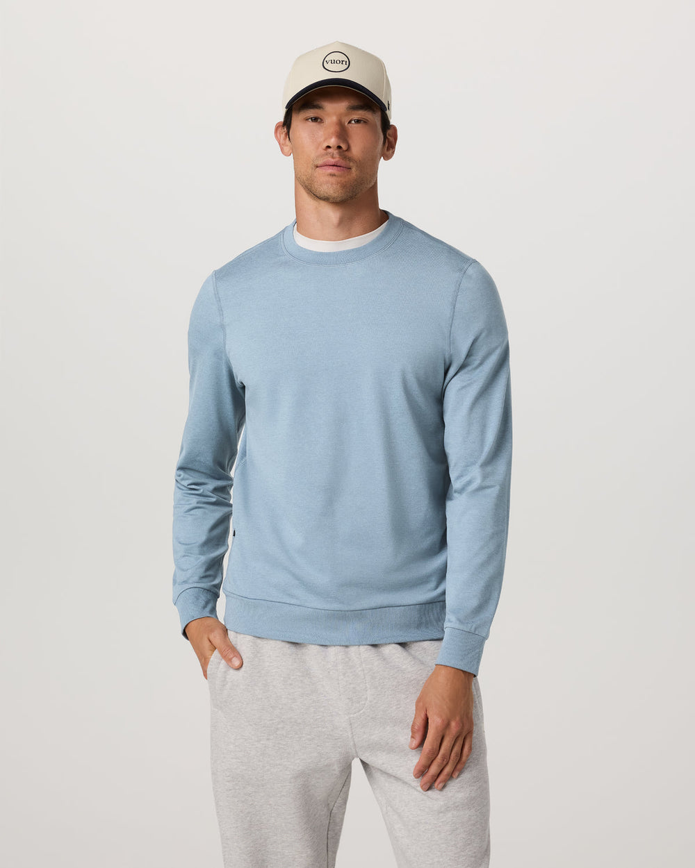Vuori Ponto Performance Crew Men's Flint Heather Crew Neck
