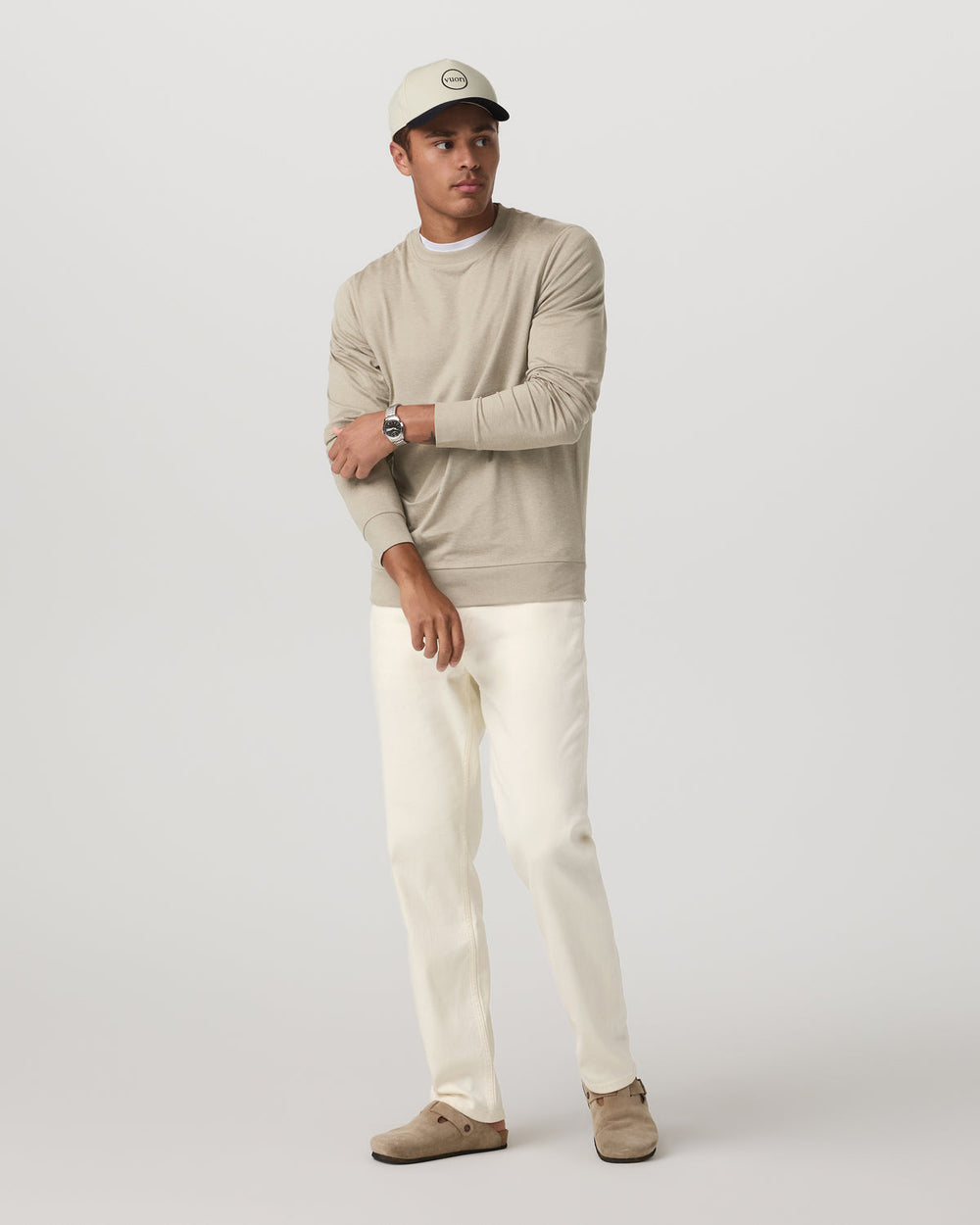 Vuori Ponto Performance Crew Men's Truffle Heather Crew Neck