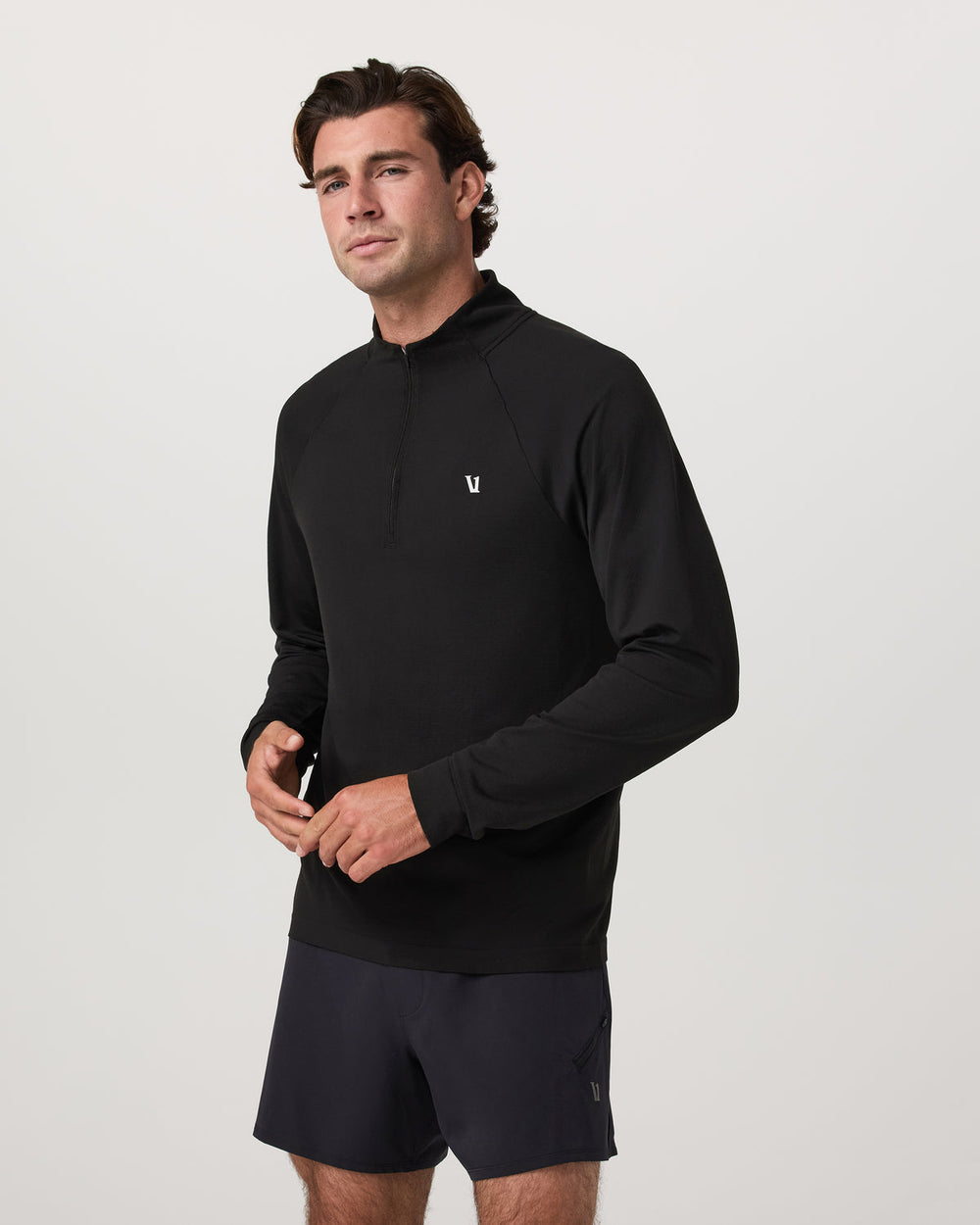 Vuori Clearview Seamless Quarter Zip Men's Black Long Sleeve