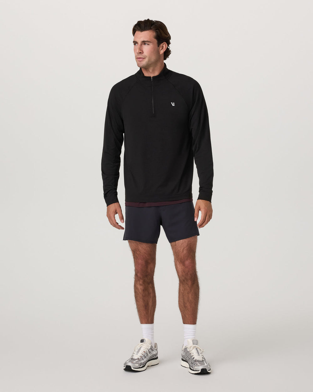 Vuori Clearview Seamless Quarter Zip Men's Black Long Sleeve