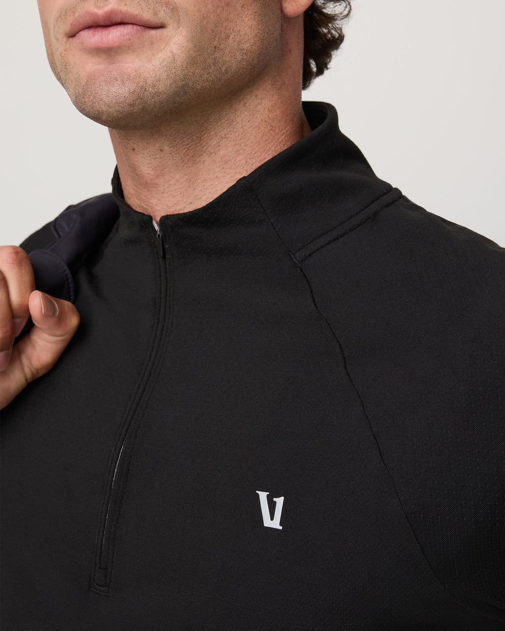 Vuori Clearview Seamless Quarter Zip Men's Black Long Sleeve