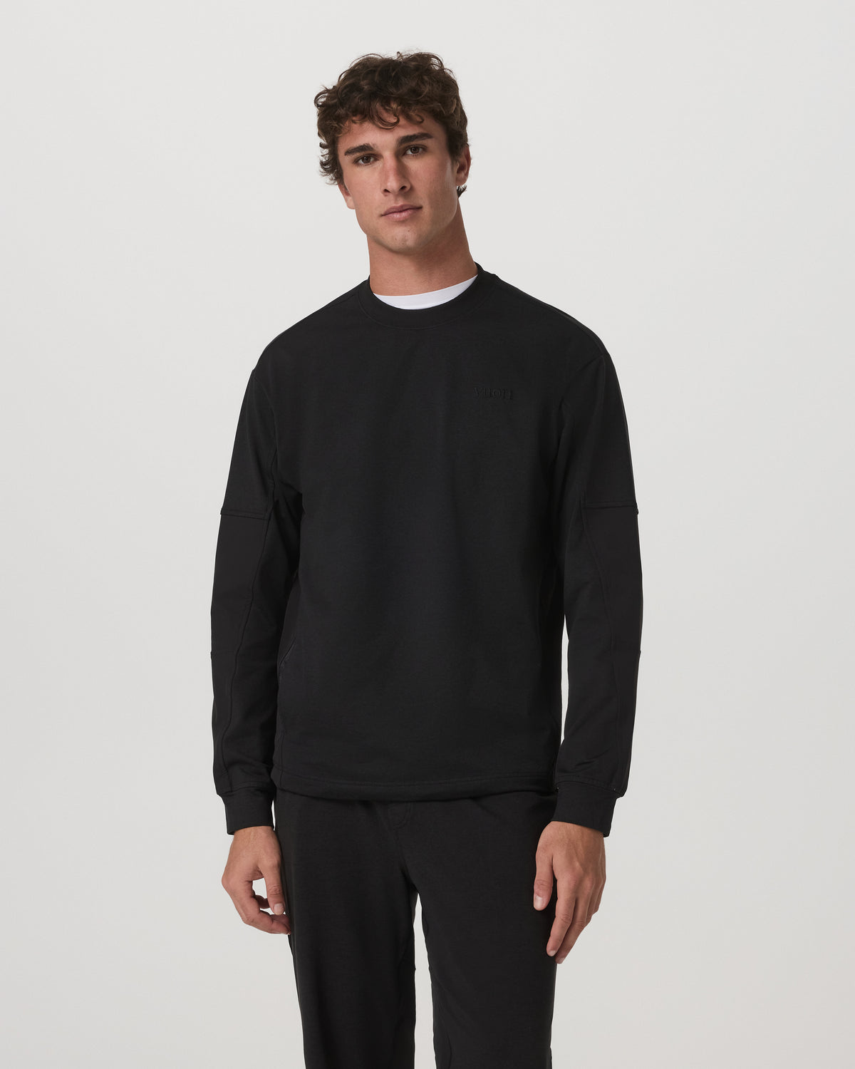 Vuori Coronado Mixed Media Crew Men's Black Heather Crewneck