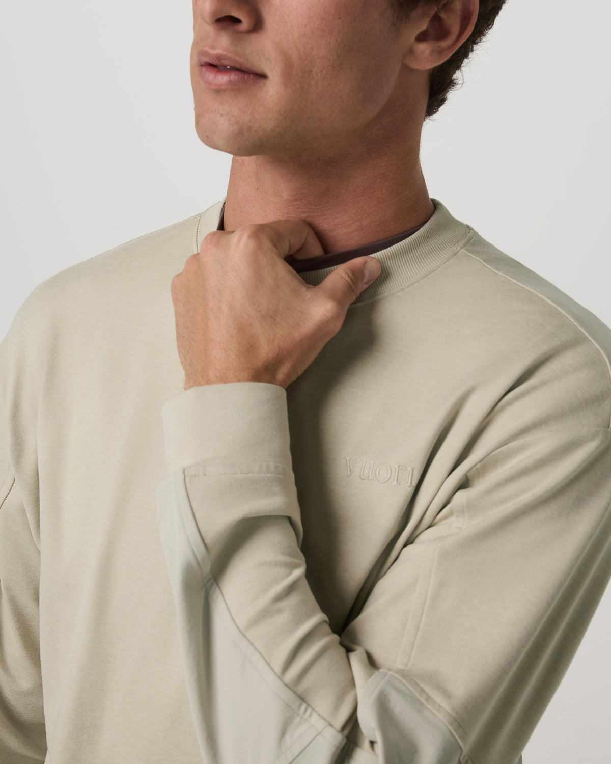 Vuori Men's Coronado Mixed Media Crew Limestone Heather
