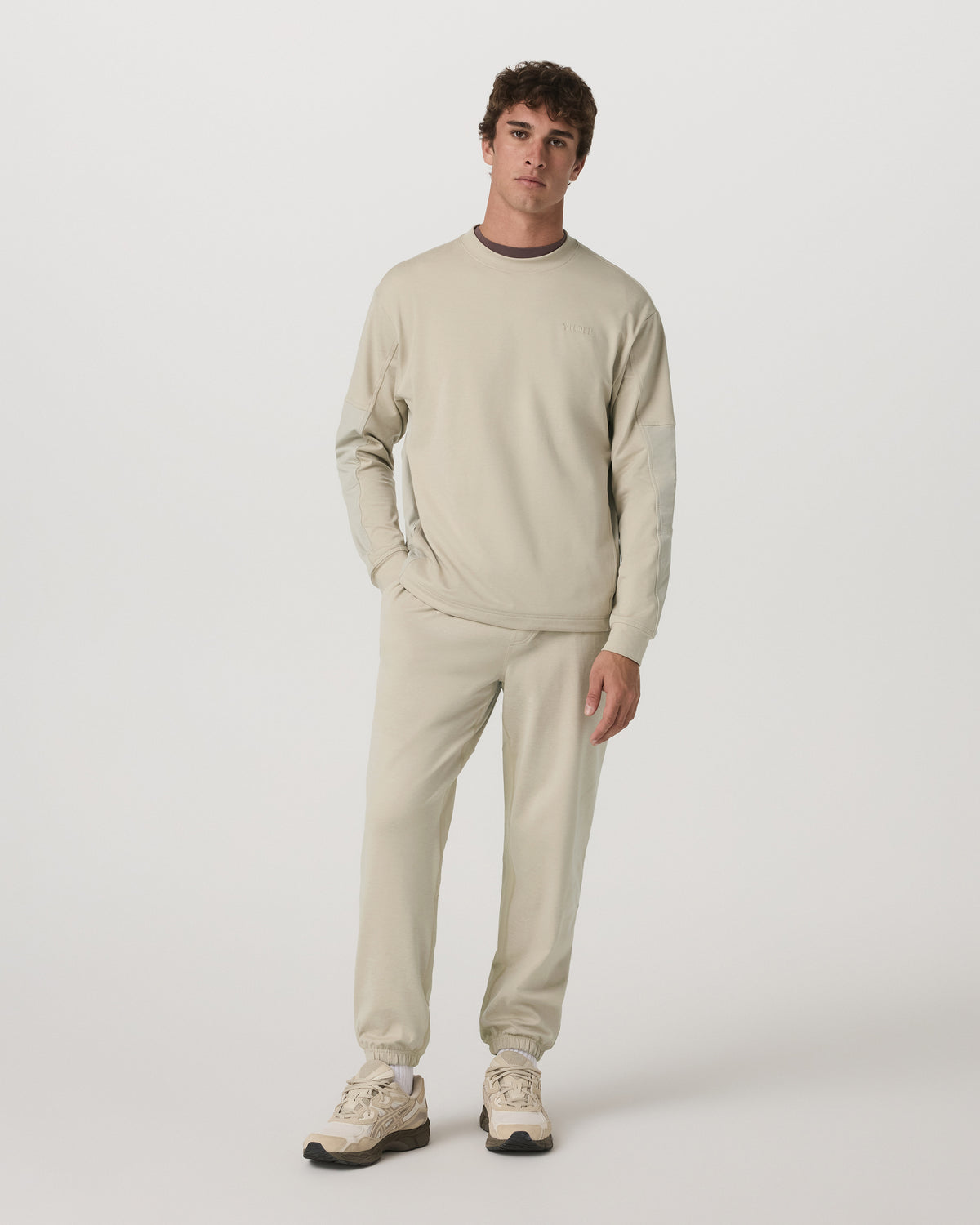 Vuori Men's Coronado Mixed Media Crew Limestone Heather