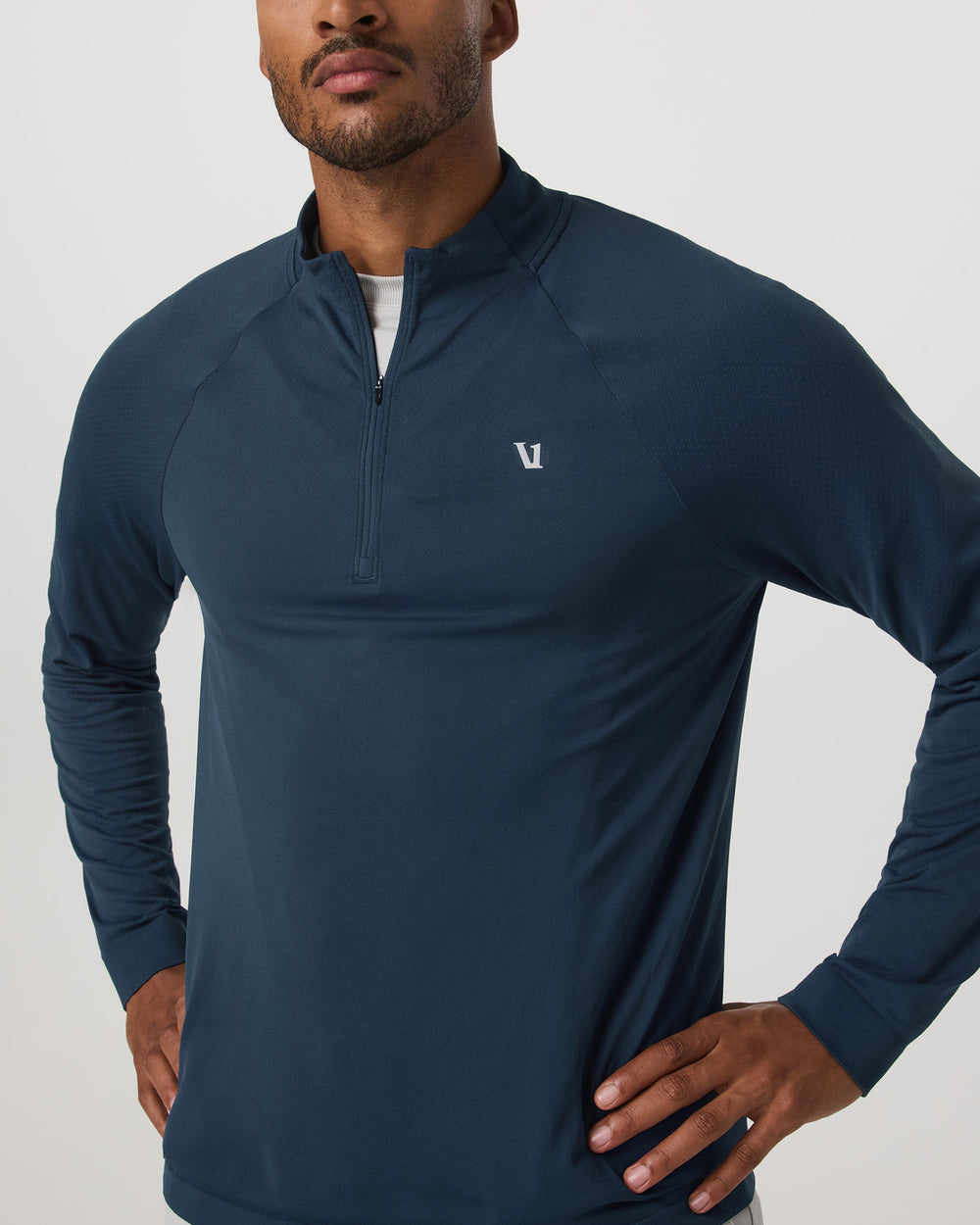 Vuori Clearview Seamless Quarter Zip Ocean Blue Long Sleeve