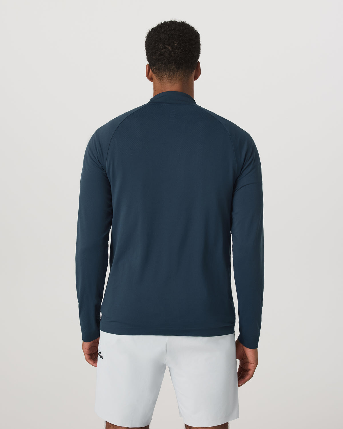 Vuori Clearview Seamless Quarter Zip Ocean Blue Long Sleeve