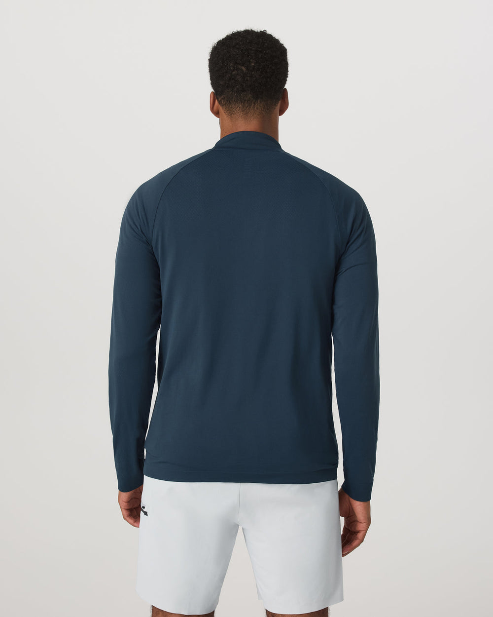 Vuori Clearview Seamless Quarter Zip Ocean Blue Long Sleeve