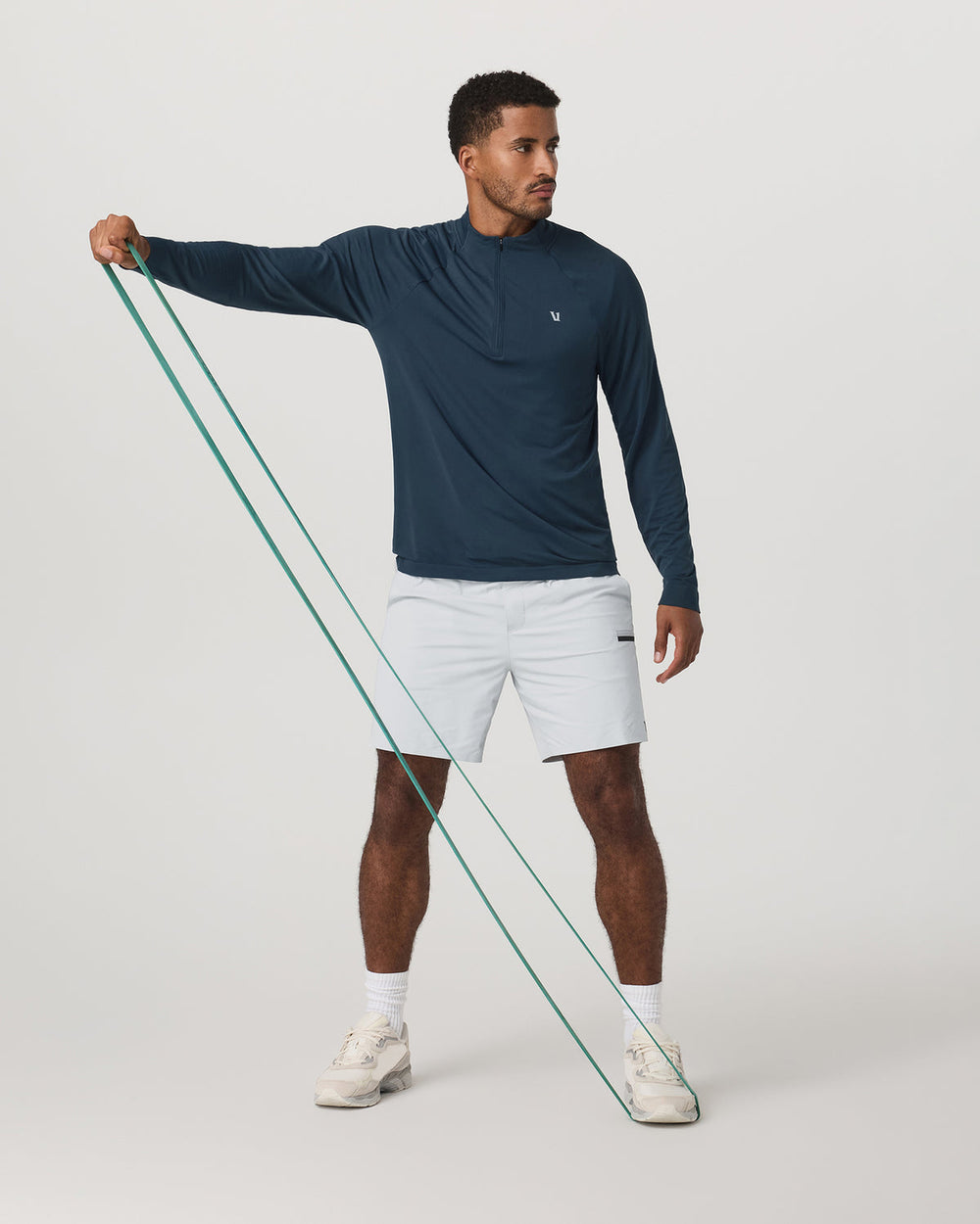 Vuori Clearview Seamless Quarter Zip Ocean Blue Long Sleeve