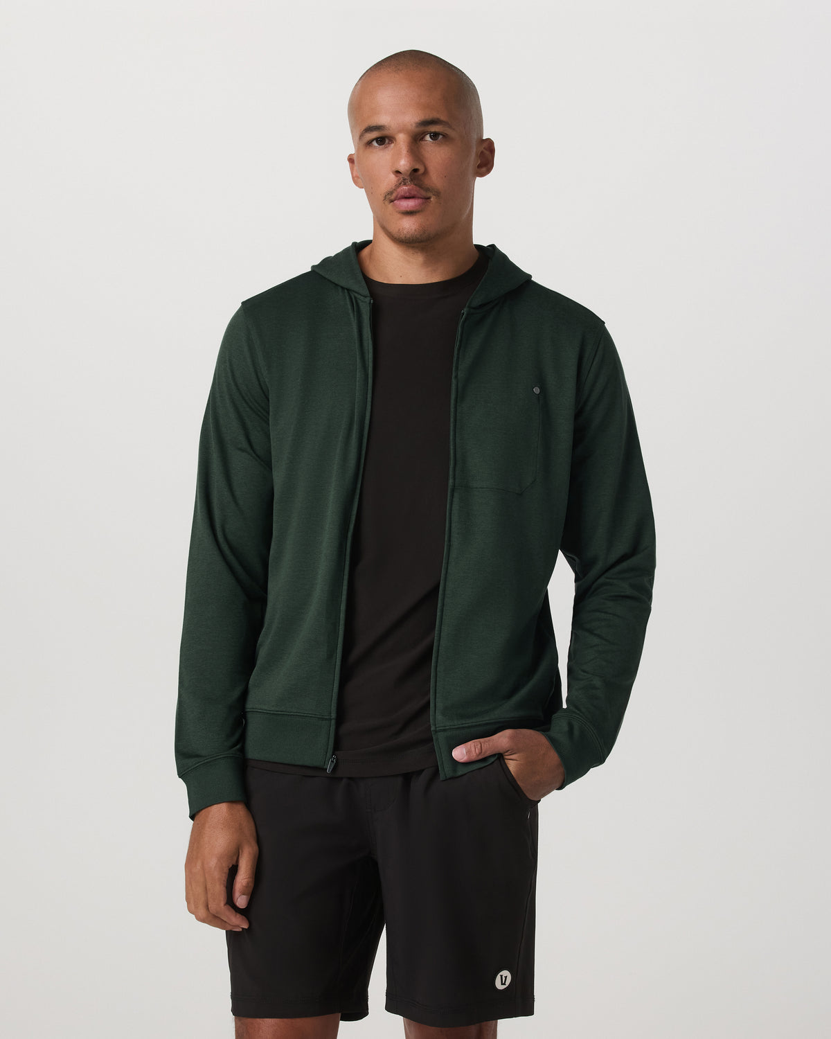 Vuori Ponto Full Zip Hoodie Men's Spruce Heather Hoodie