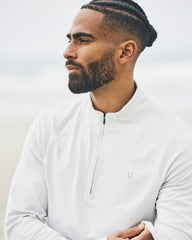 Vuori Clearview Seamless Quarter Zip Frost Grey Long Sleeve