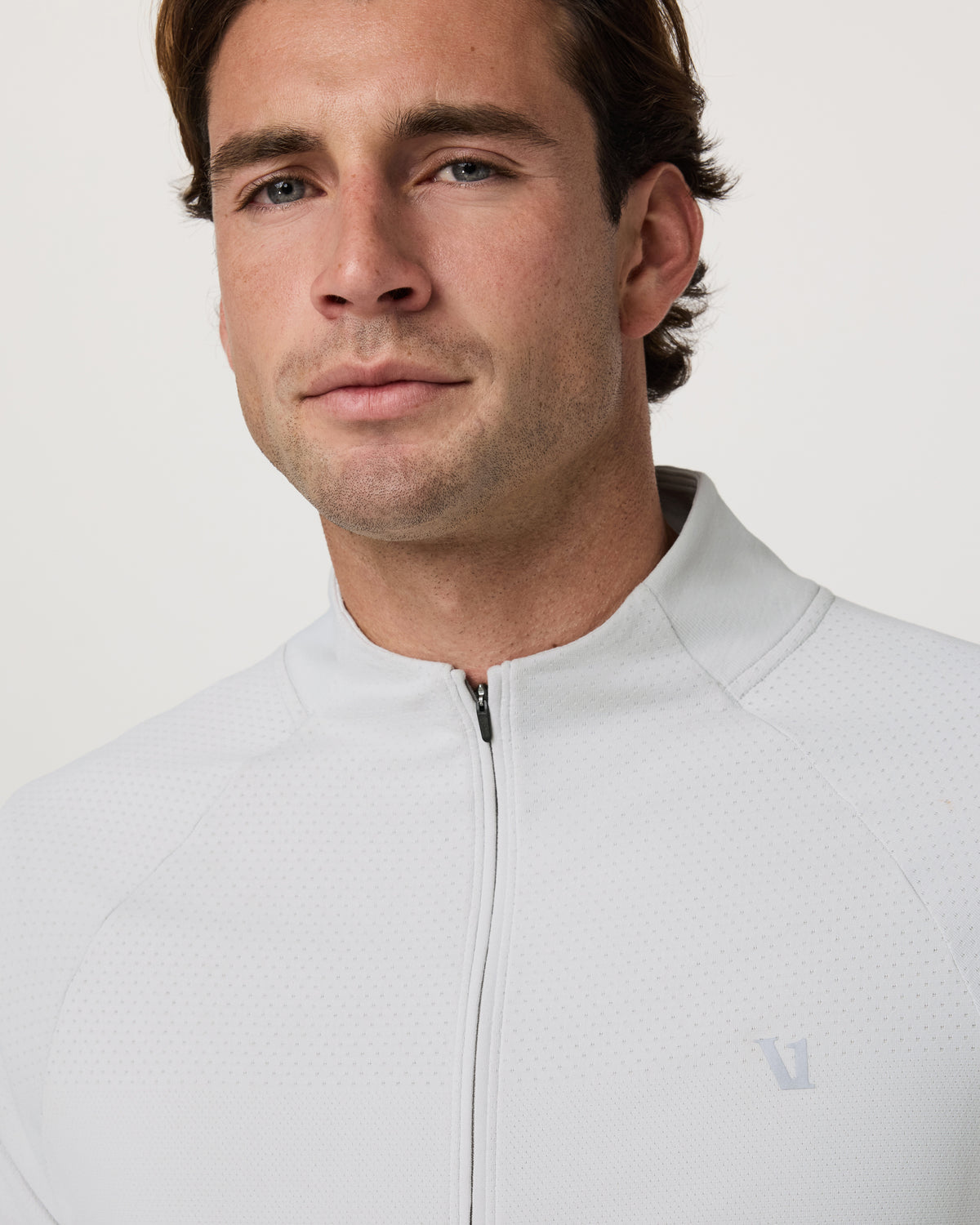 Vuori Clearview Seamless Quarter Zip Frost Grey Long Sleeve
