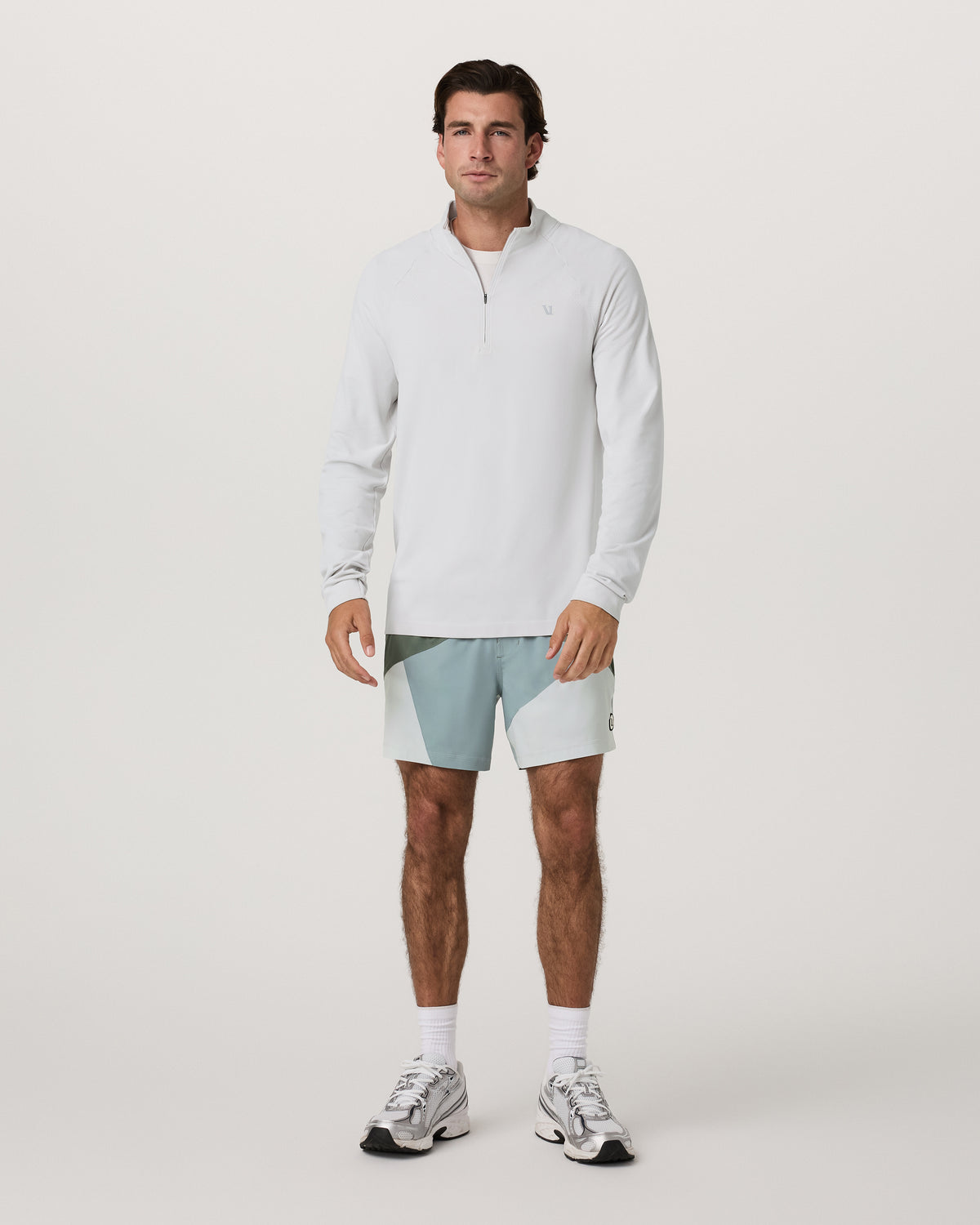 Vuori Clearview Seamless Quarter Zip Frost Grey Long Sleeve