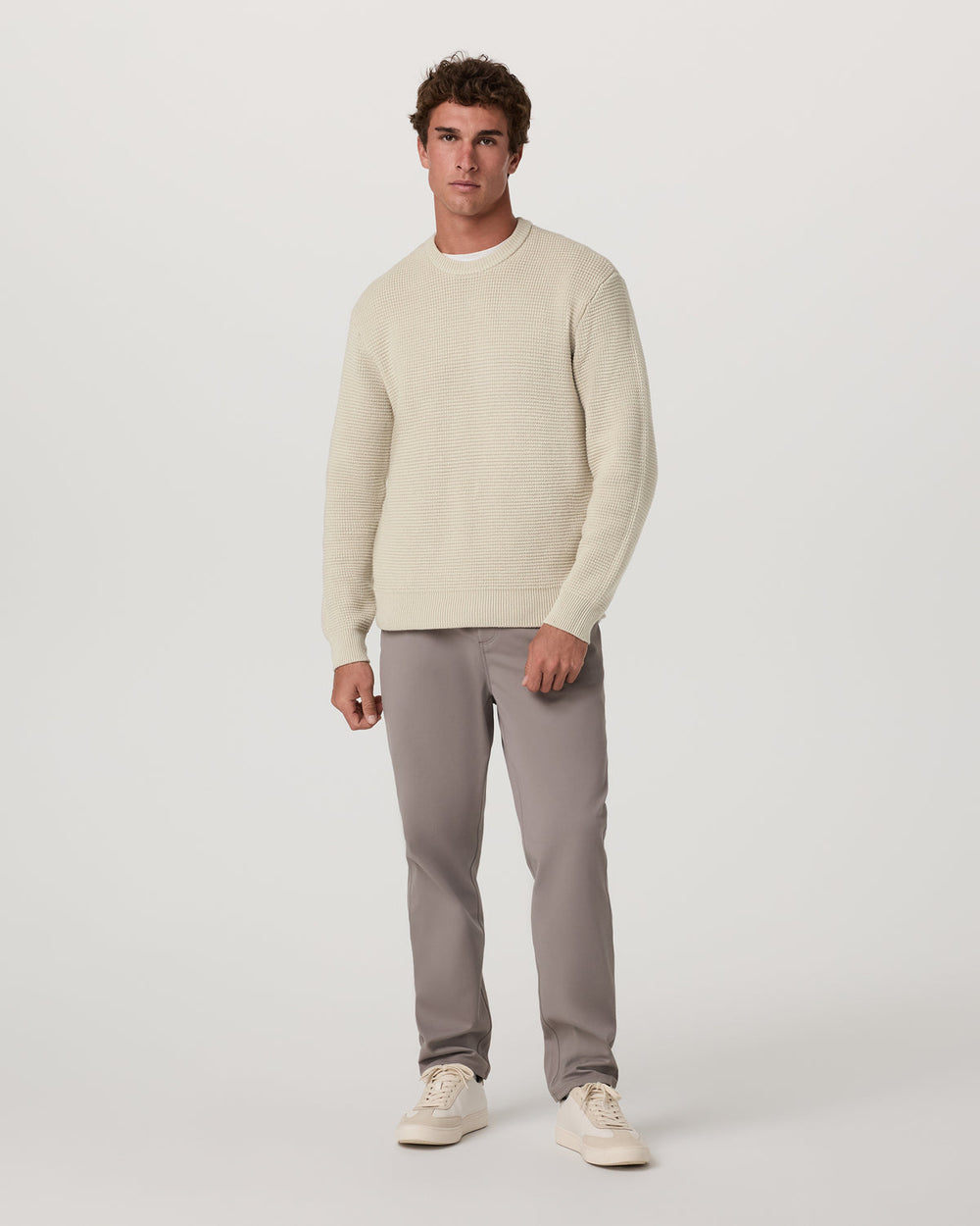 Vuori Denver Waffle Crew Sweater Men's Mushroom Wool Sweater