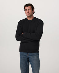 Vuori Denver Waffle Crew Sweater Men's Black Wool Sweater