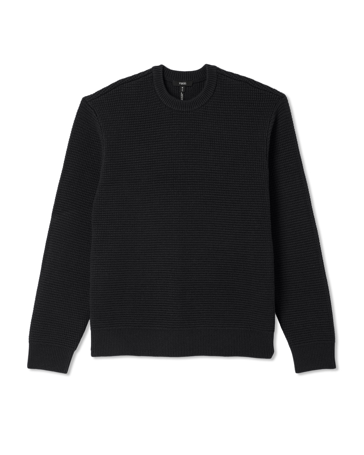 Vuori Denver Waffle Crew Sweater Men's Black Wool Sweater
