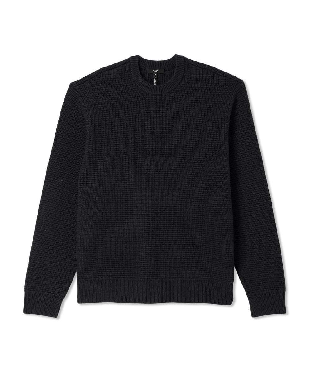 Vuori Denver Waffle Crew Sweater Men's Black Wool Sweater