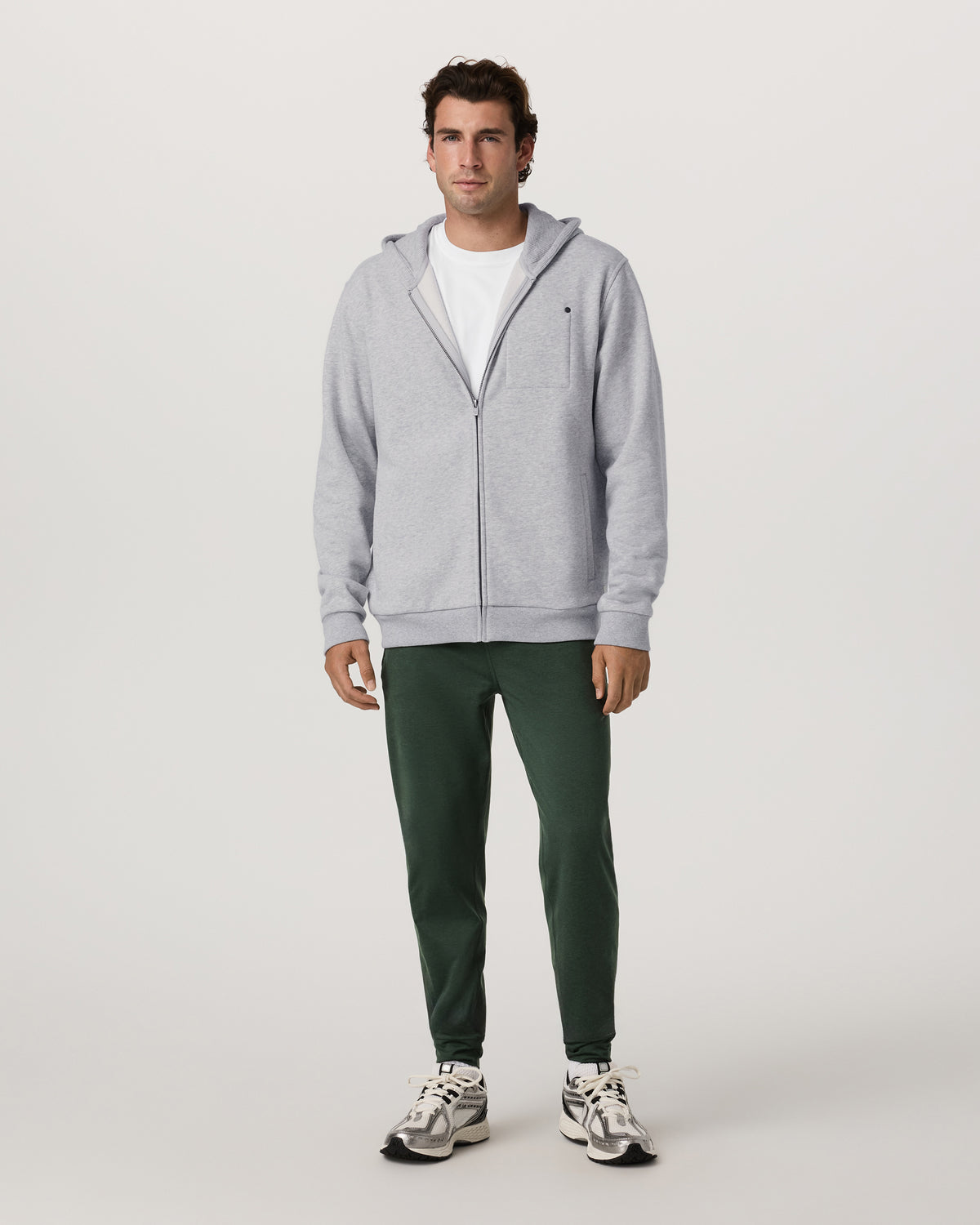 Vuori Seaside Full Zip 2.0 Men's Light Heather Grey Hoodie