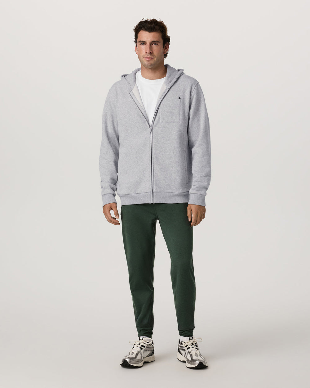 Vuori Seaside Full Zip 2.0 Men's Light Heather Grey Hoodie
