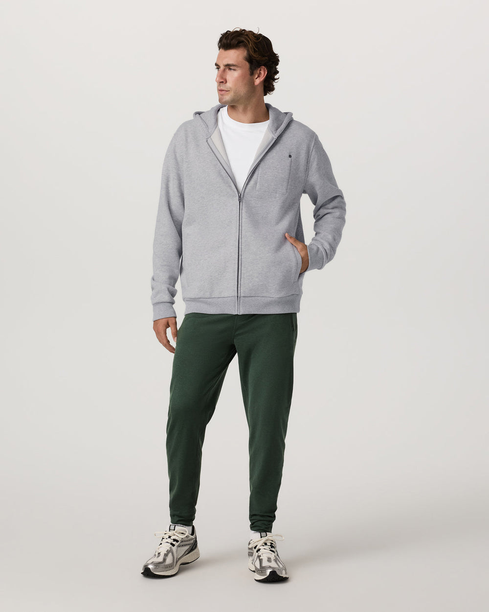 Vuori Seaside Full Zip 2.0 Men's Light Heather Grey Hoodie