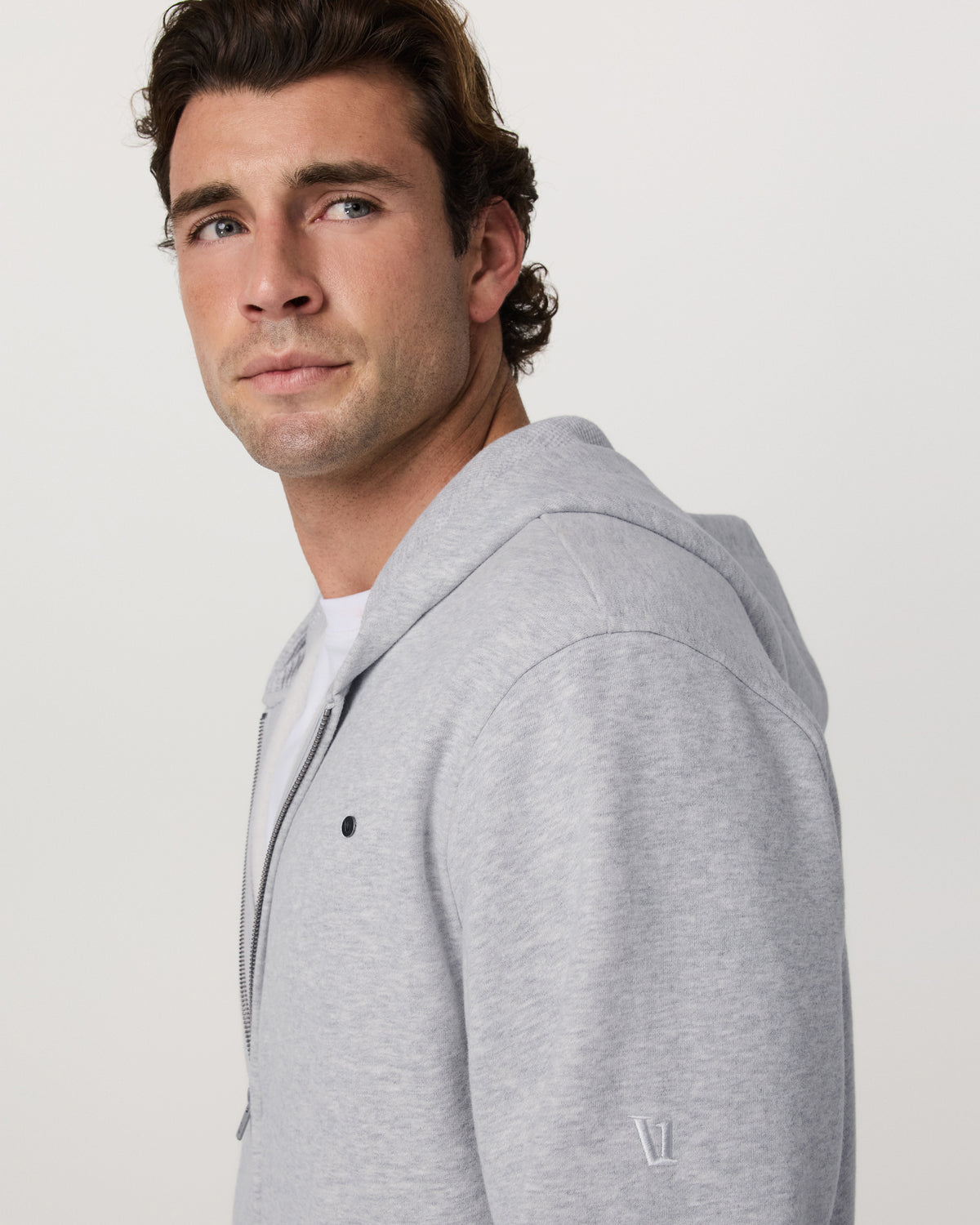 Vuori Seaside Full Zip 2.0 Men's Light Heather Grey Hoodie