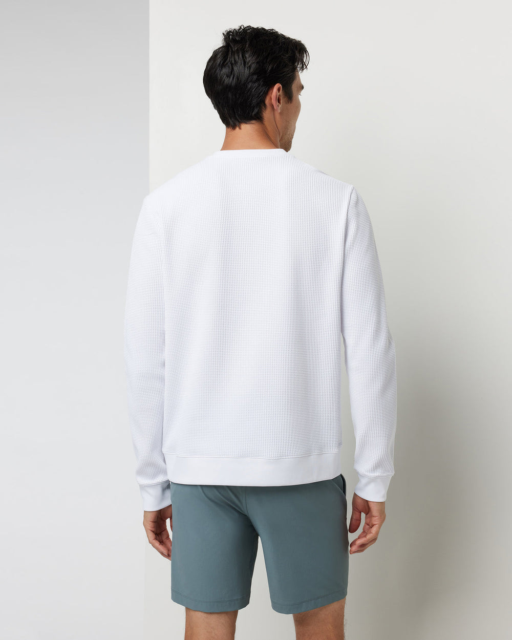 Vuori Jamestown Crew Men's White Waffle Crewneck