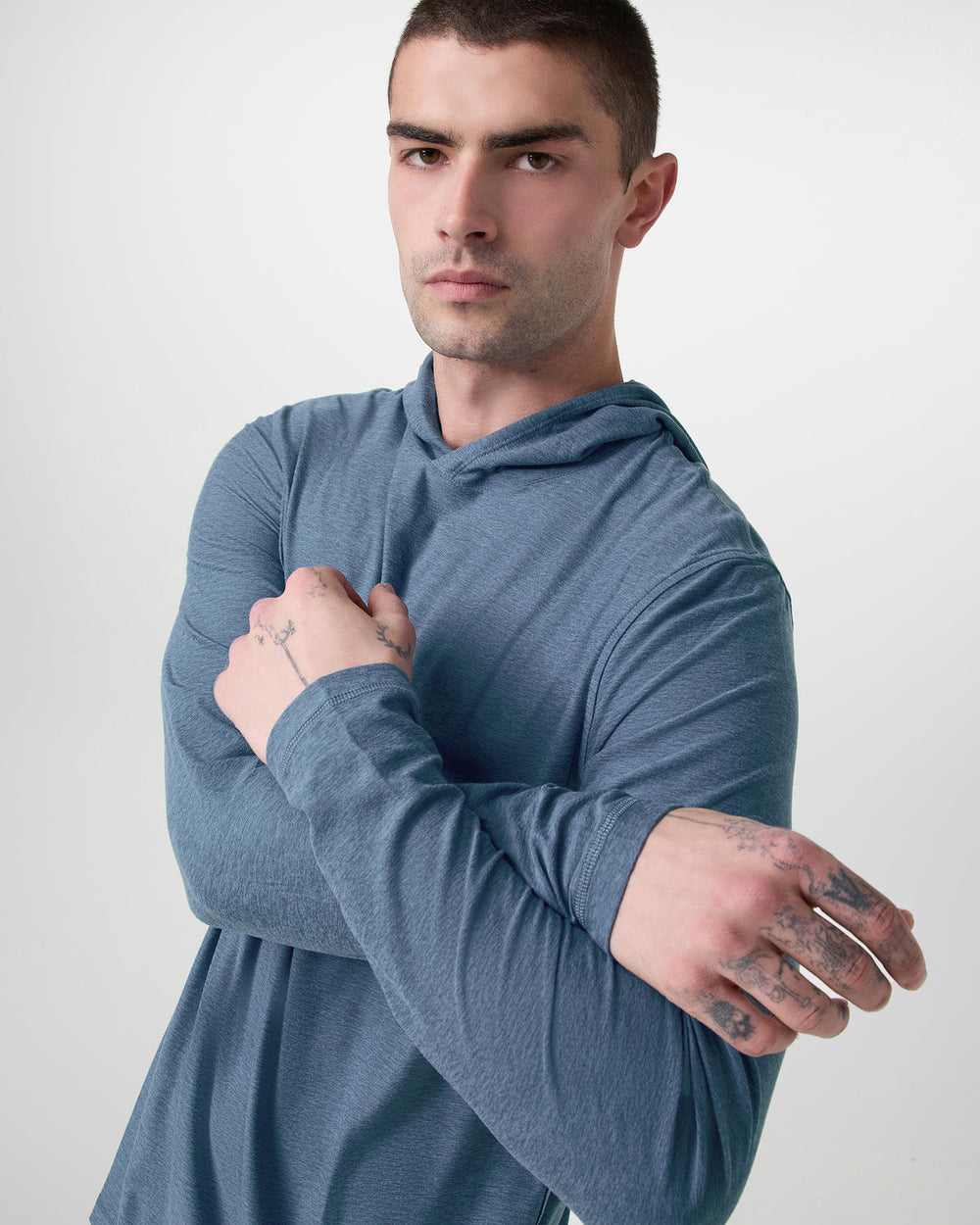Vuori Strato Tech Hoodie Men's Pool Blue Workout Hoodie