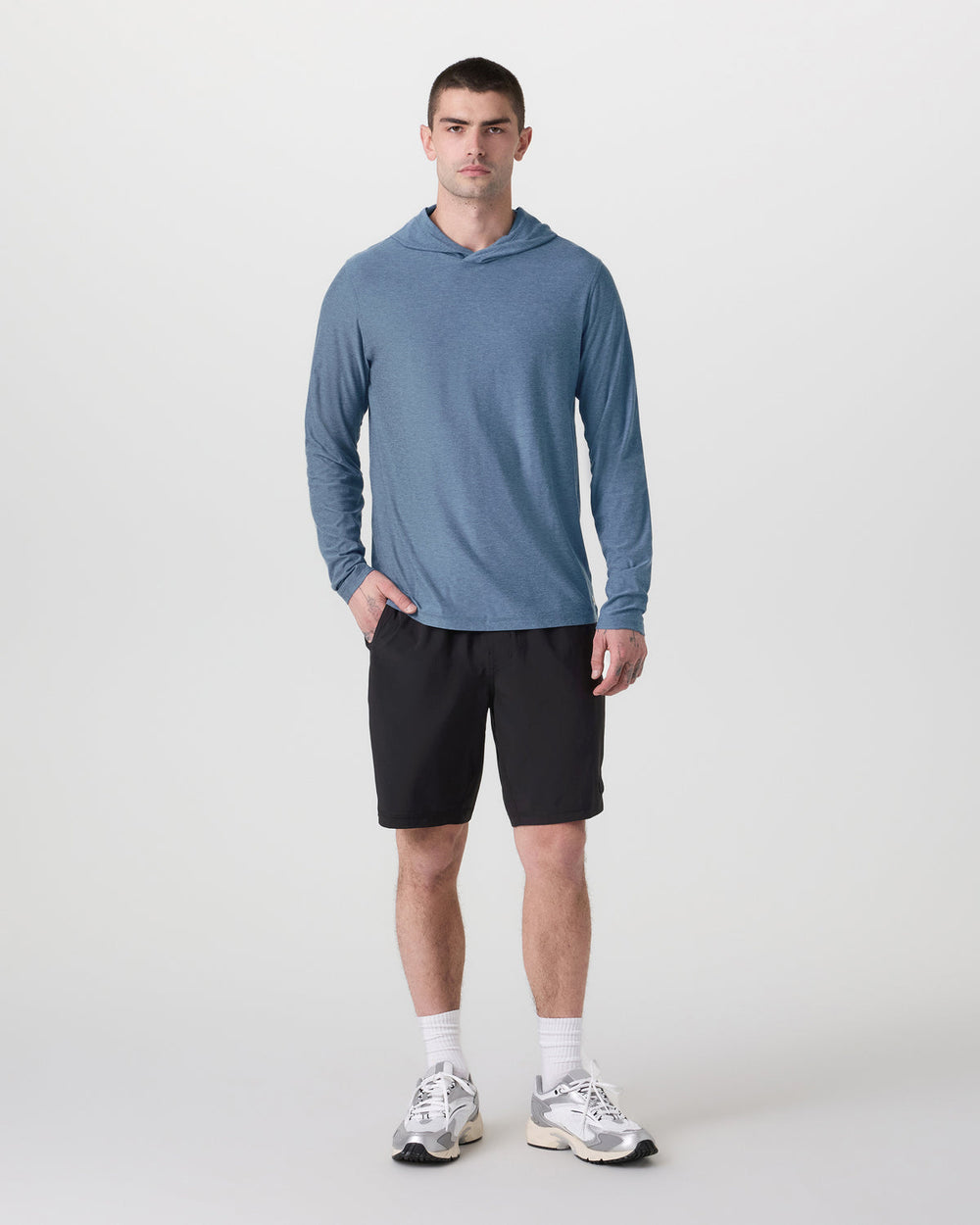 Vuori Strato Tech Hoodie Men's Pool Blue Workout Hoodie