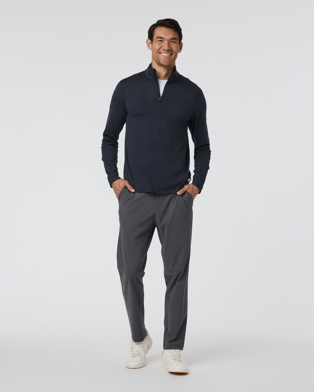 Vuori Ponto Half Zip Mock Neck Ink Heather