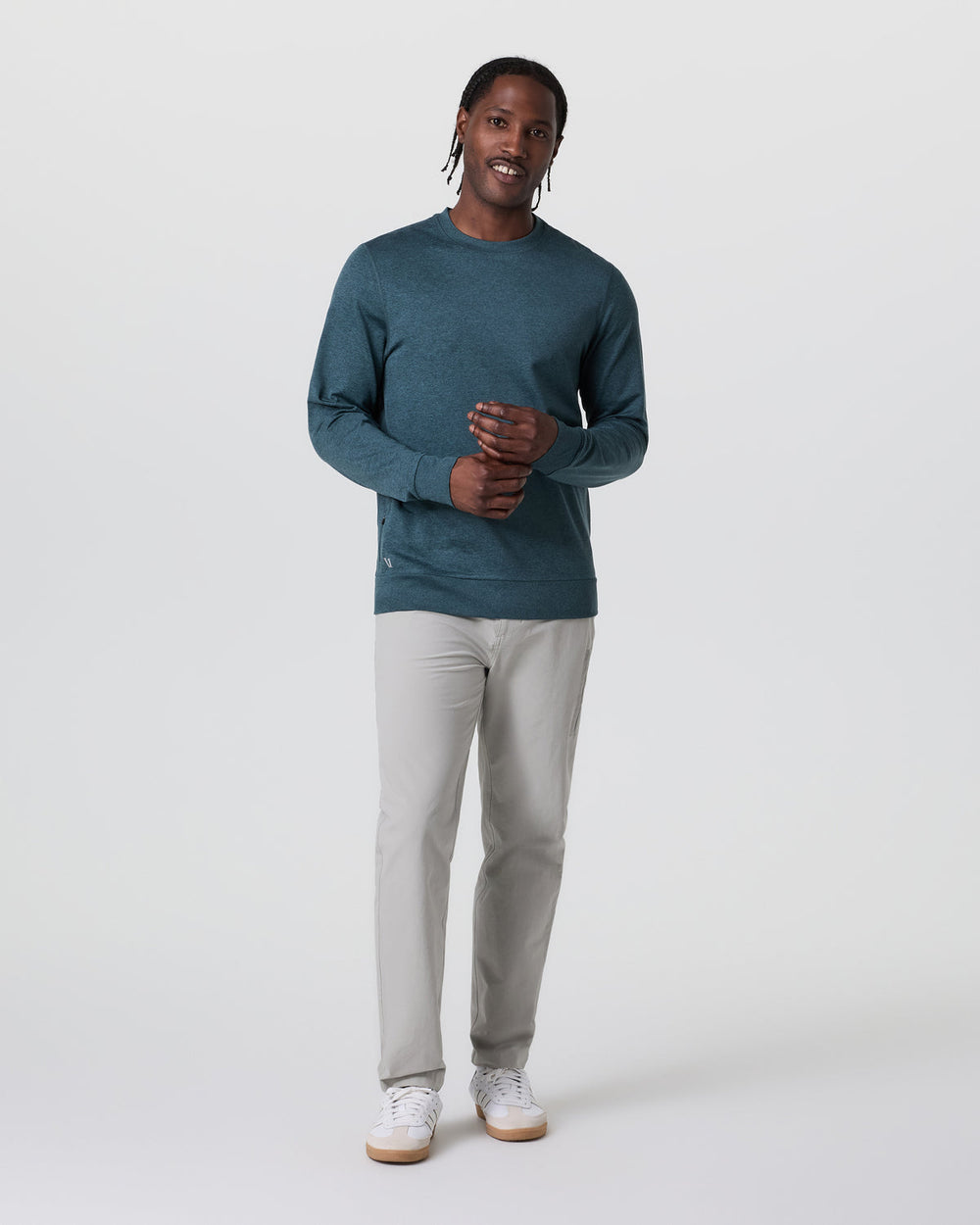 Vuori Ponto Performance Crew Deep Sea Heather Pullover