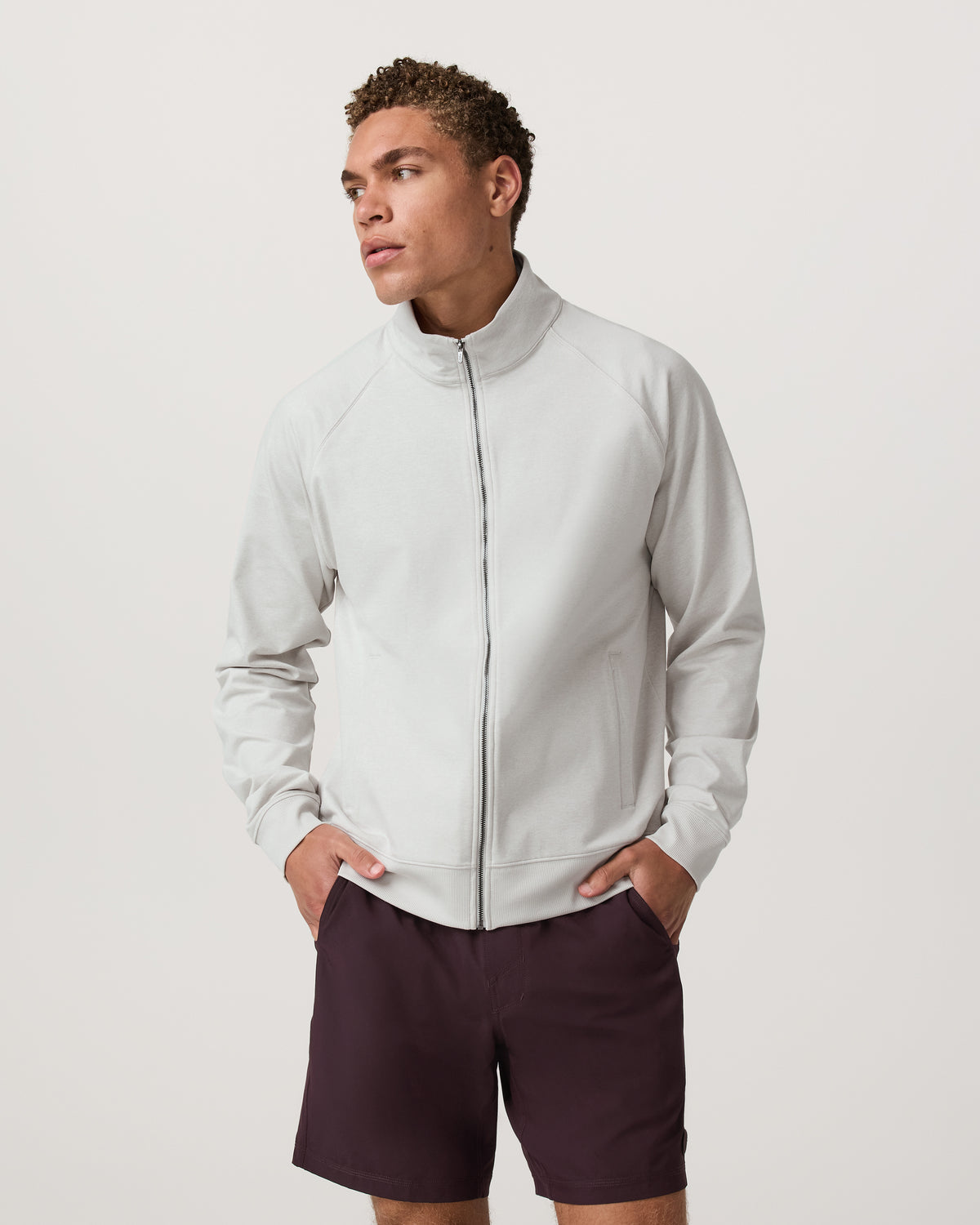 Vuori Coronado Novelty Full Zip Salt Heather Mock Neck Jacket