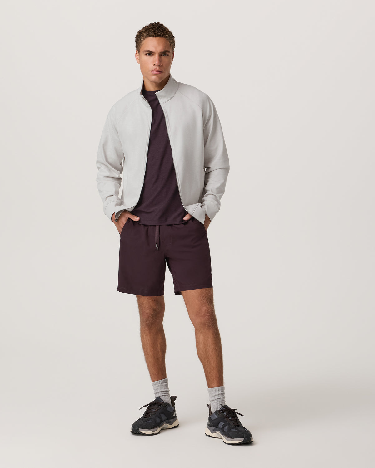 Vuori Coronado Novelty Full Zip Salt Heather Mock Neck Jacket