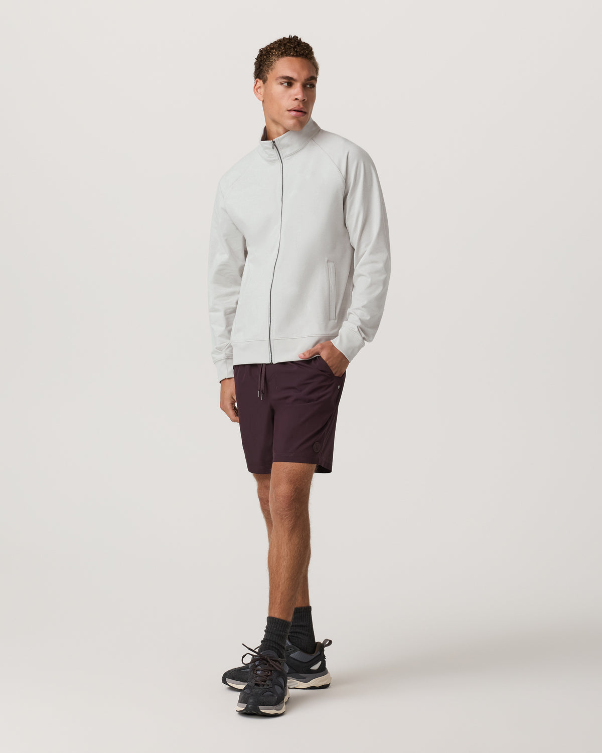 Vuori Coronado Novelty Full Zip Salt Heather Mock Neck Jacket