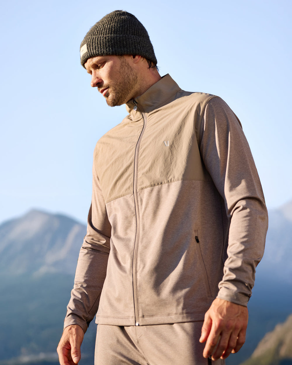 Vuori Sunday Element Track Jacket Mocha Heather