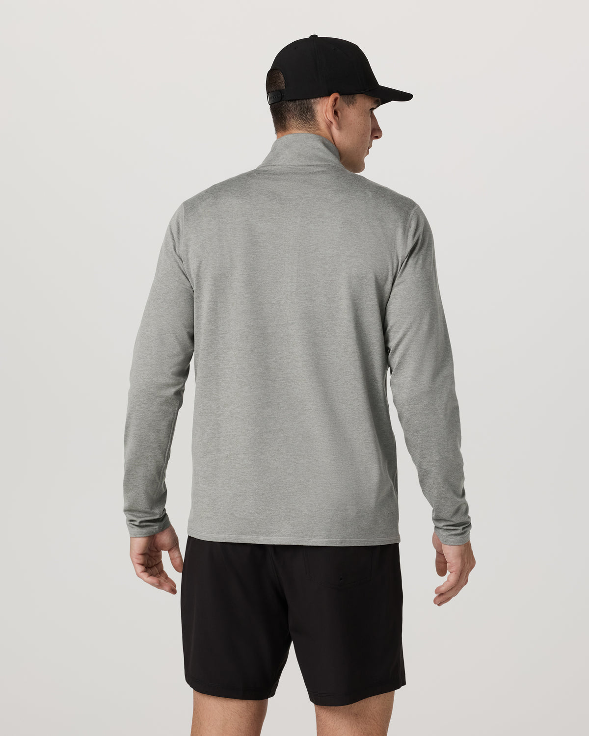 Vuori Ponto 1/2 Zip Mock Neck Men's Driftwood Heather Top