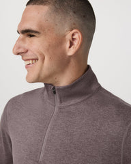 Vuori Ponto 1/2 Zip Mock Neck Men's Huckleberry Heather Top