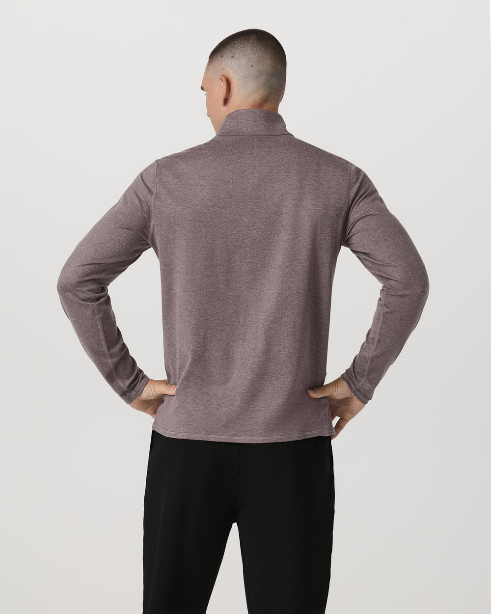 Vuori Ponto 1/2 Zip Mock Neck Men's Huckleberry Heather Top